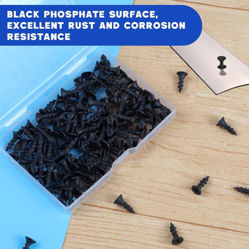 TBUKEOM Wood Screws 166 PCS, #8 x 5/8“ High Hardness Phillips Drive Screws, Coarse Thread, Black Flat Head Wood Screws, Carbon Steel, Self-Tapping Screws for Wood - Image 2